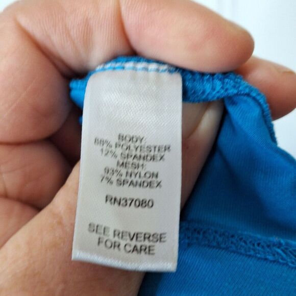CATO Est 1946 Womens 26/28W Mesh Shoulder Pullover Top Blue‎ Cap Sleeve Stretch - Picture 7 of 8